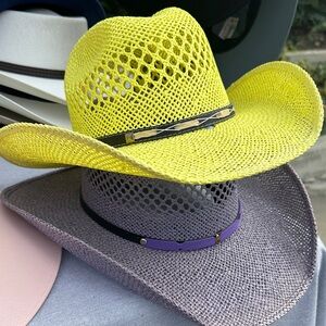 Yellow and Gray Mesh Cowboy Hat